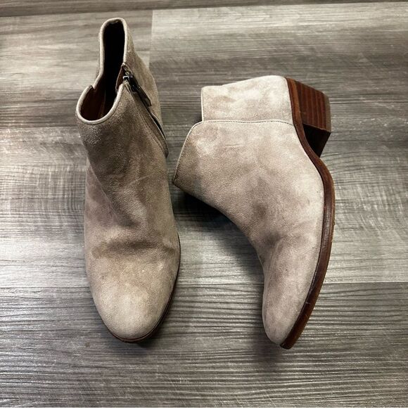 Sam Edelman Petty Ankle Boots Womens Beige Leather Side Zip Booties size 7.5 M - Picture 6 of 13